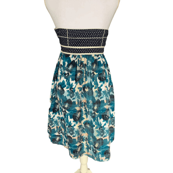 Urban Outfitters Kimchi Blue Sundress Sz 2 Sweetheart Neck Strapless Blue White - Picture 3 of 11